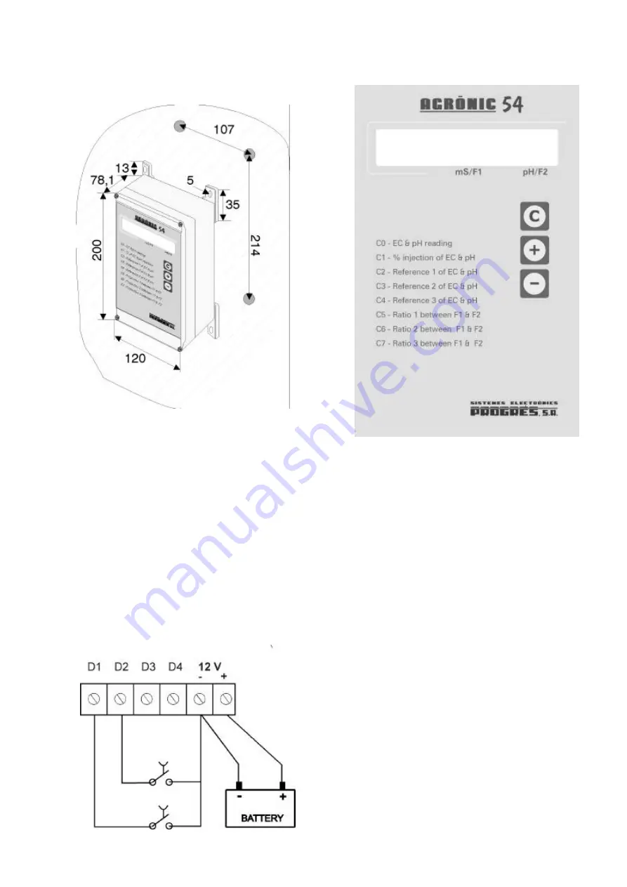 Sistemes Electrònics Progrés s.a. AGRONIC 54 Instruction Manual Download Page 3