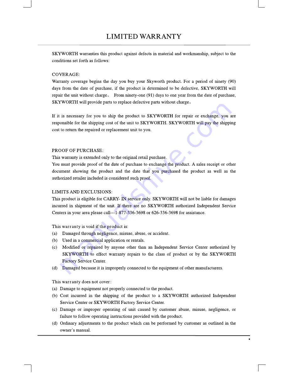 Skyworth SLTV-1551A-1 Owner'S Manual Download Page 16