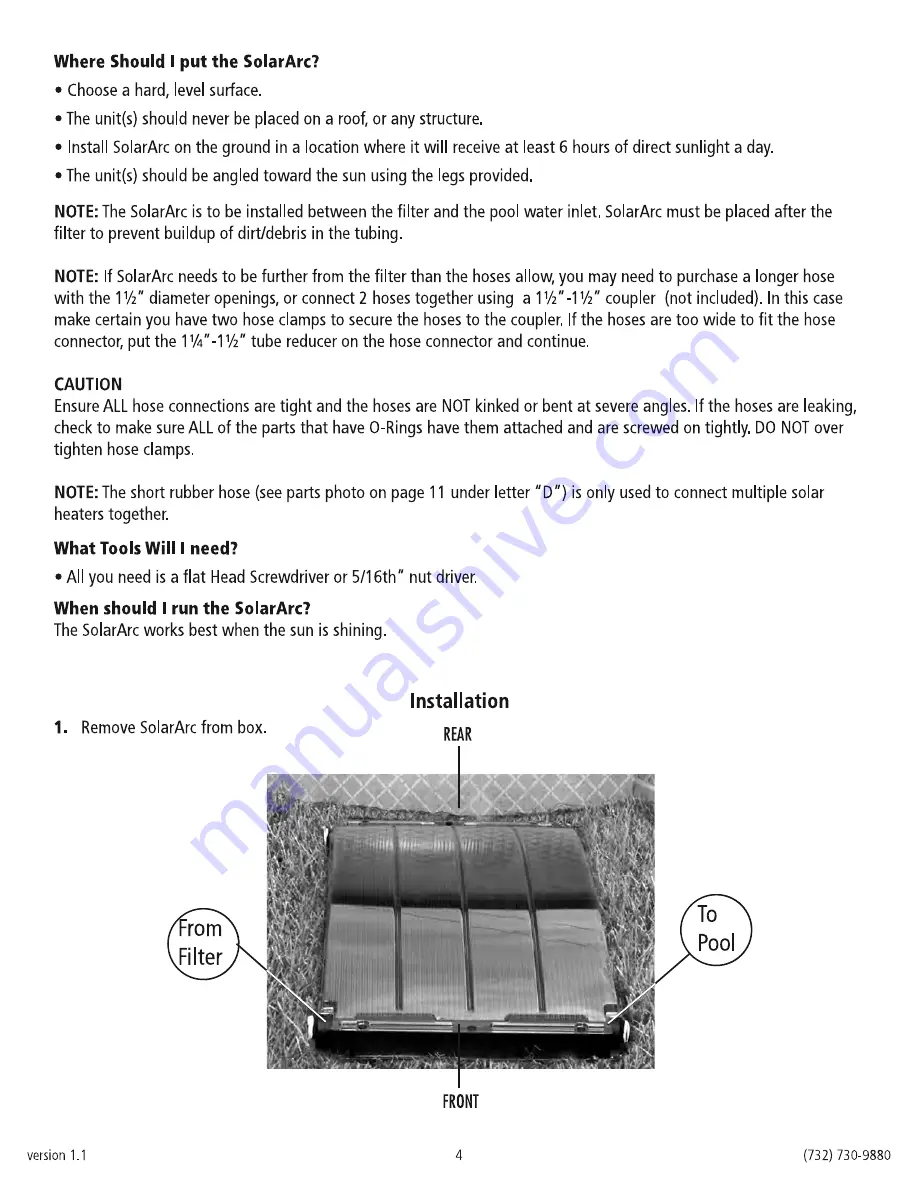 SmartPool SolarArc S204 Installation And Instruction Manual Download Page 4