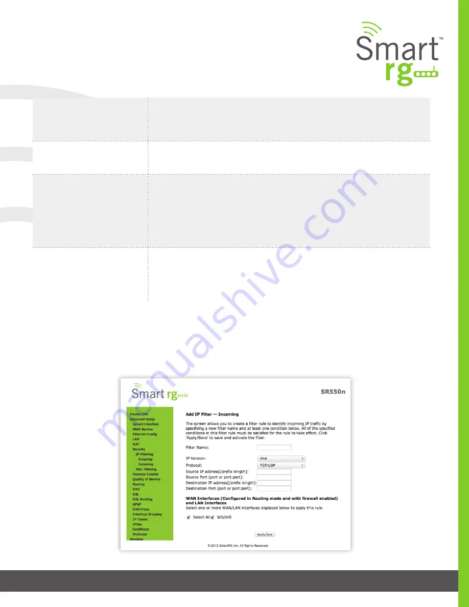 SmartRG SR552n User Manual Download Page 45