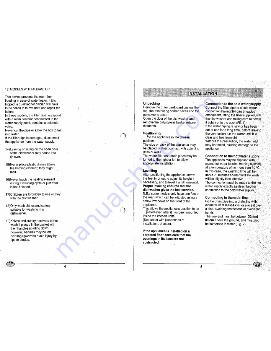 Smeg DDW114 Instructions For Installation And Use Manual Download Page 4