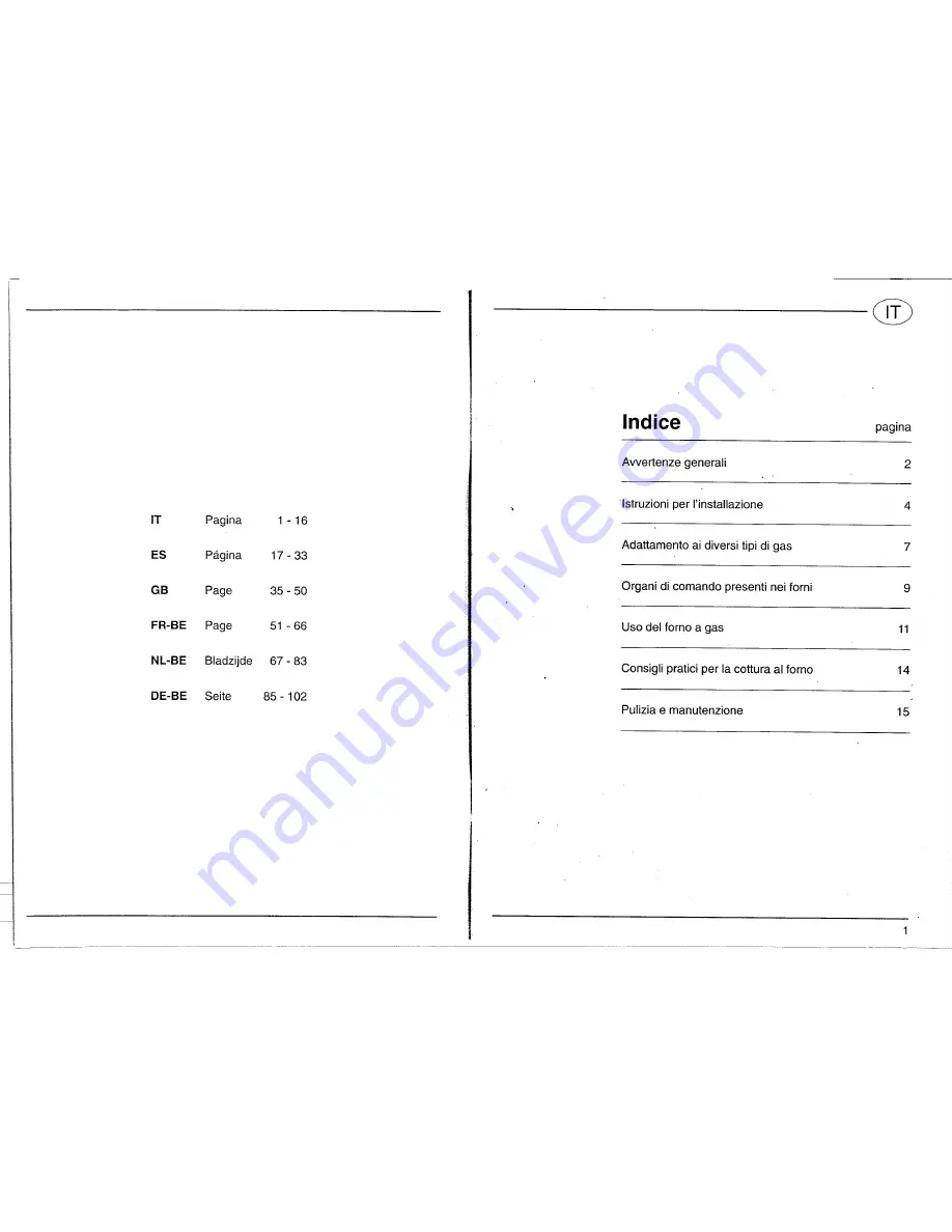 Smeg gas oven (Italian) Istruzioni Per L'Uso Download Page 2