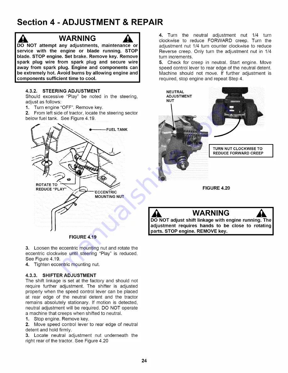 Snapper LT180H331BV series I Safety Instructions & Operator'S Manual Download Page 24