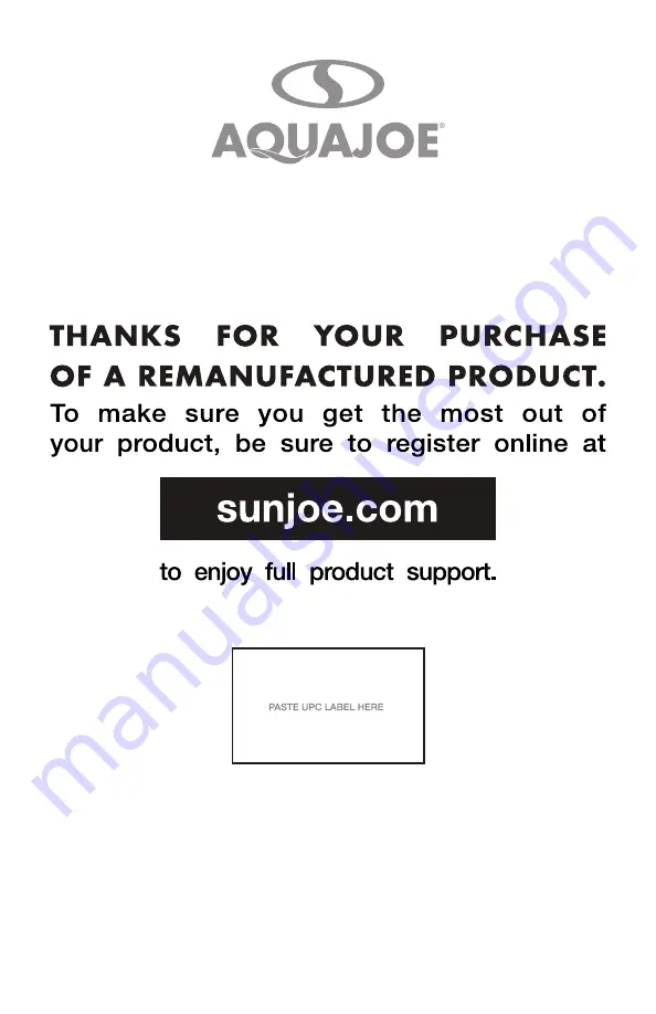 SNOWJOE AQUAJOE AJPGH50-PRO-RM Manual Download Page 1