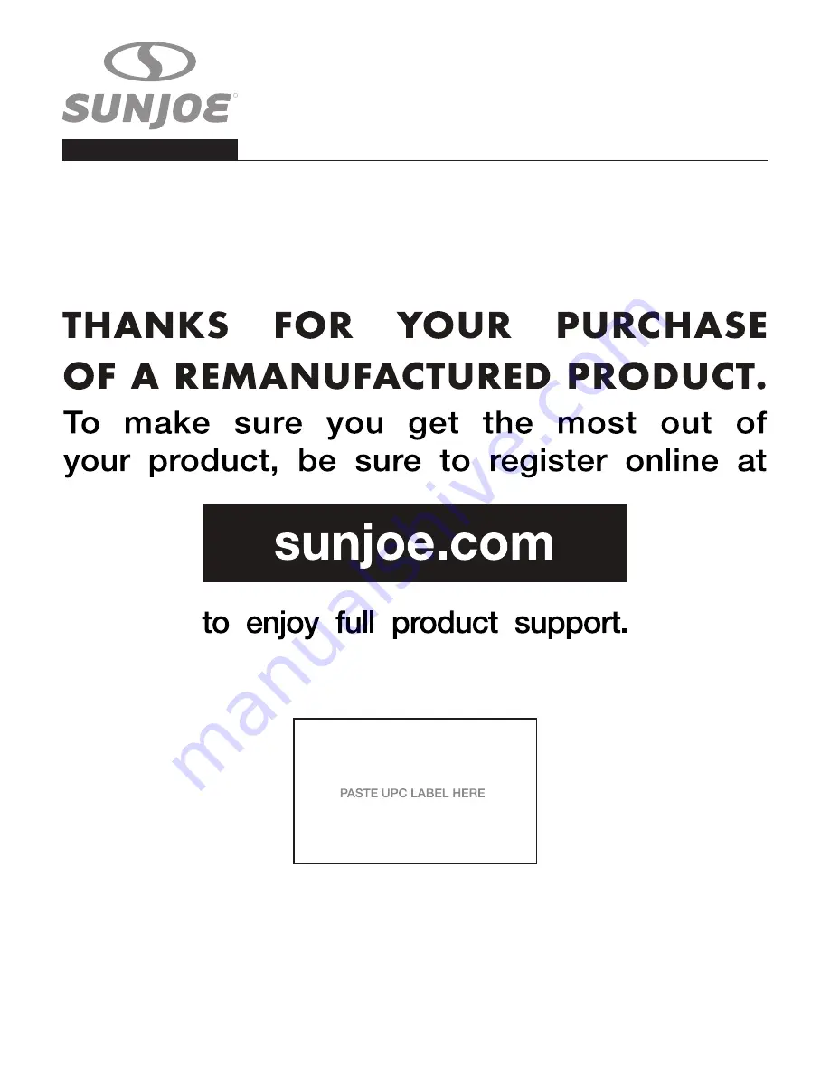 SNOWJOE Sunjoe 20ViONLTE-CS10-RM Operator'S Manual Download Page 1