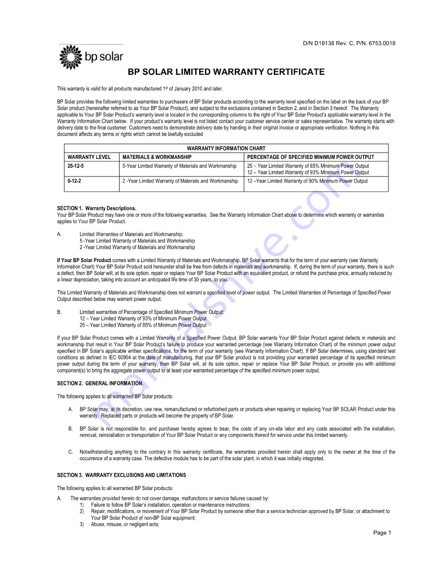 Sol-Reliant OG 300-2004008A Installation, Operation And Maintenance Manual Download Page 40