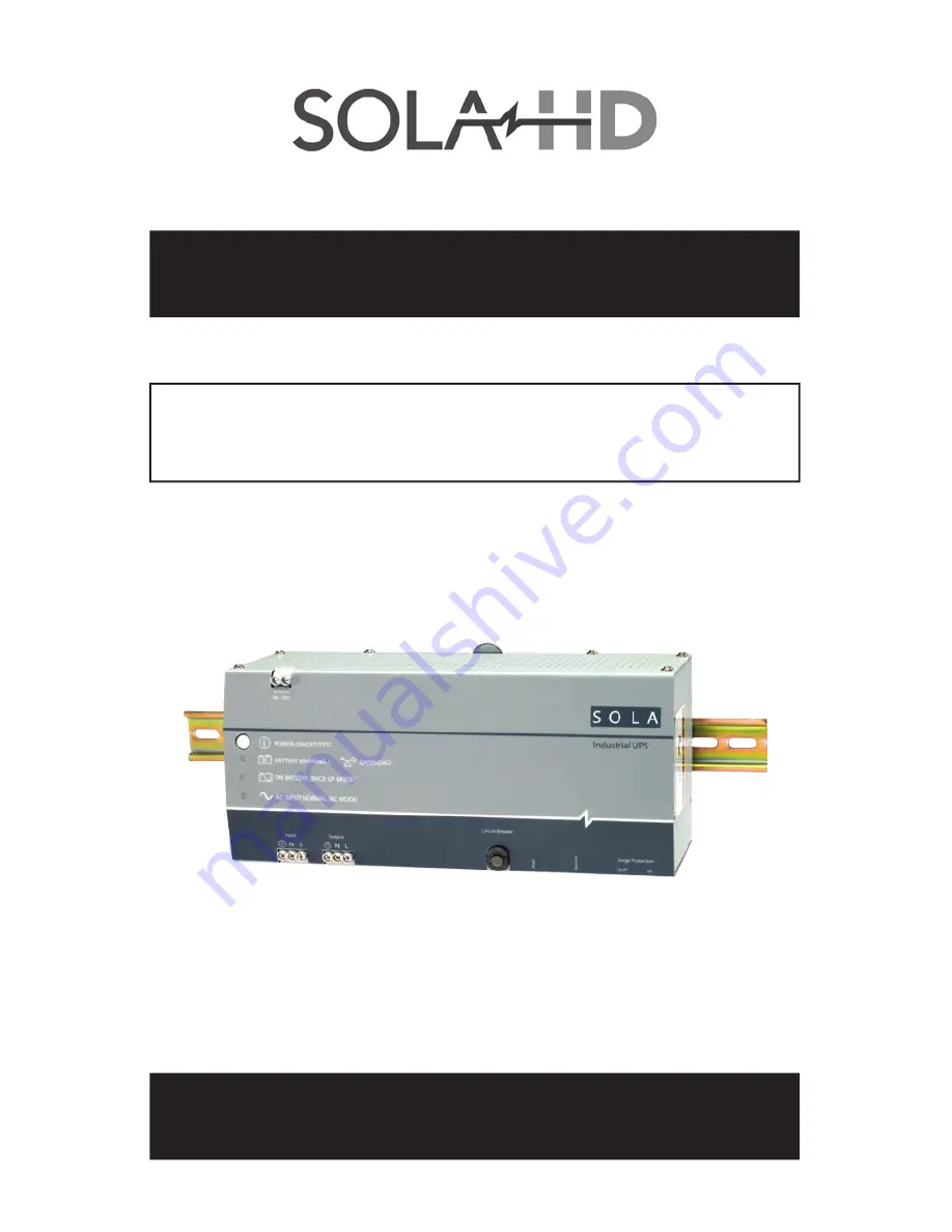 Sola HD 500 Instruction Manual Download Page 1