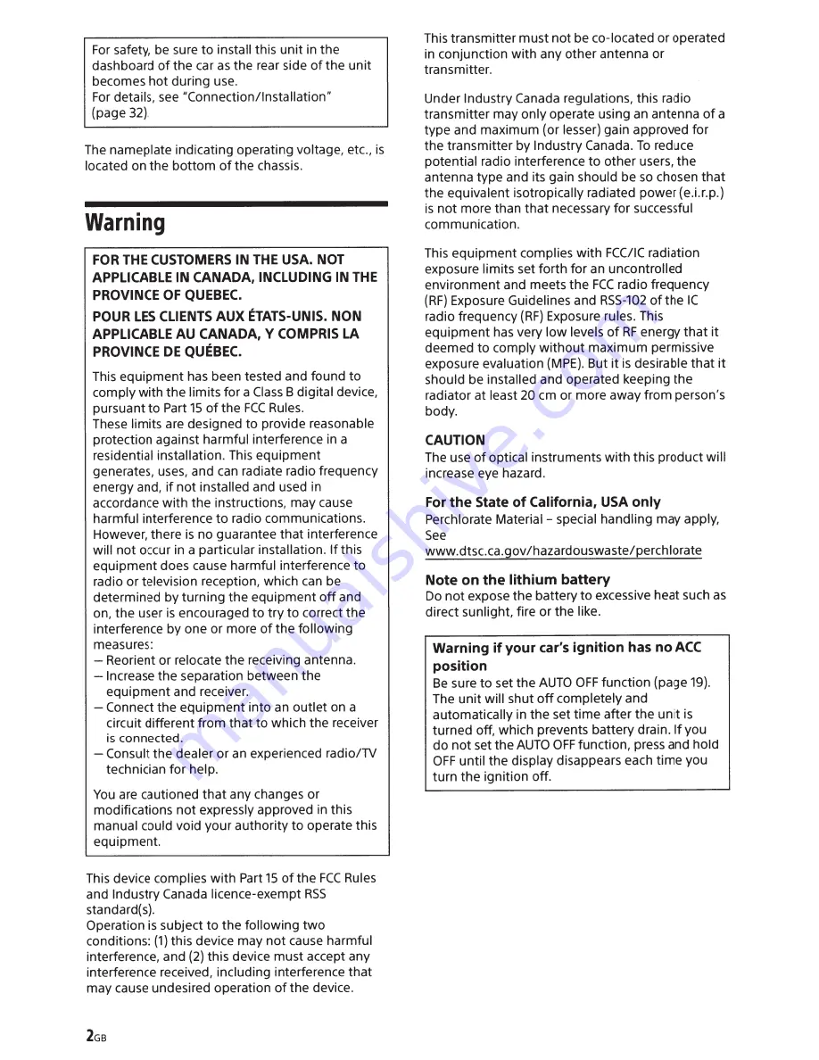 Sony 158N5100BT Operating Instructions Manual Download Page 2