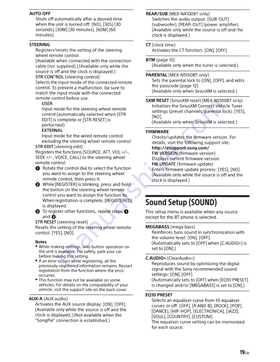 Sony 158N5100BT Operating Instructions Manual Download Page 19