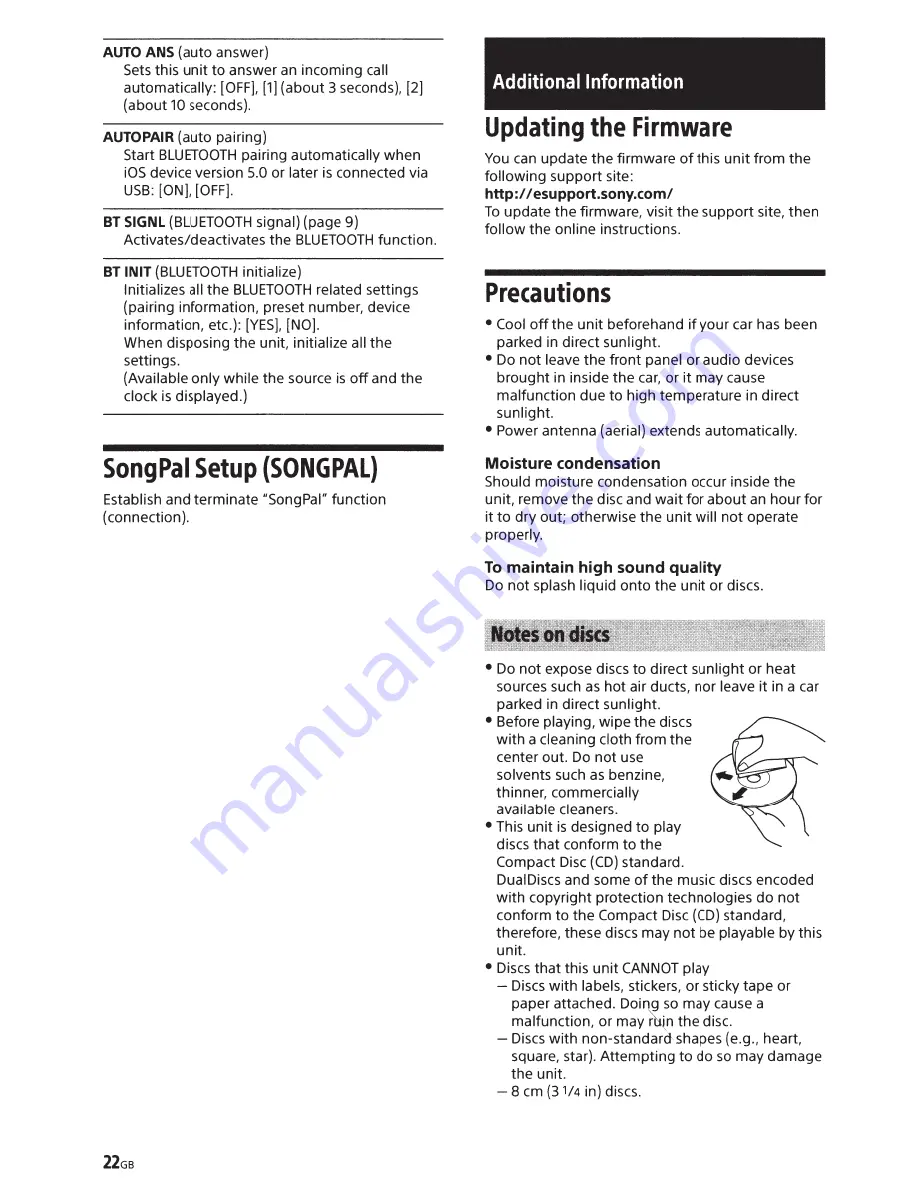 Sony 158N5100BT Operating Instructions Manual Download Page 22