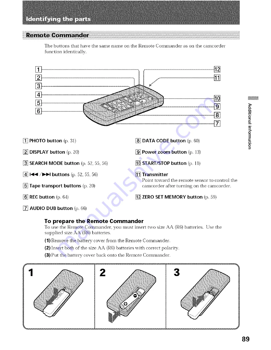 Sony AC-V316 Operating Instructions Manual Download Page 89