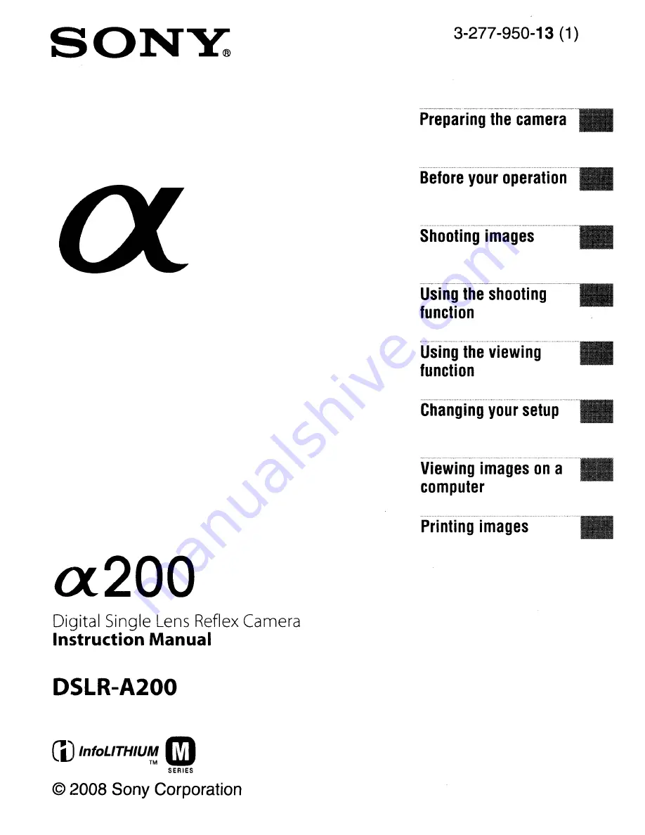 Sony alpha 200 Instruction Manual Download Page 1