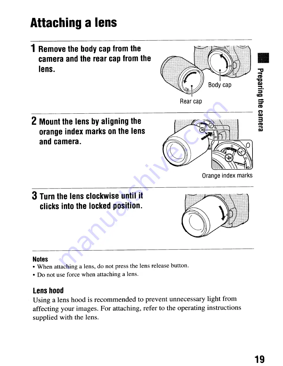 Sony alpha 200 Instruction Manual Download Page 19