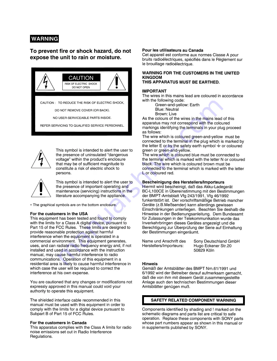 Sony BC-L100 Operation And Maintenance Manual Download Page 2