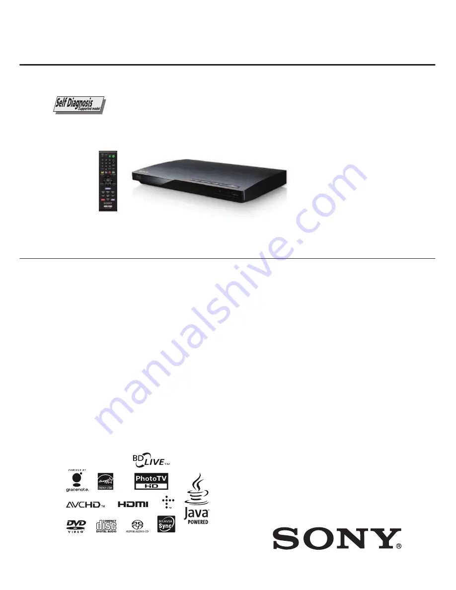 Sony BDP-BX18 Service Manual Download Page 1