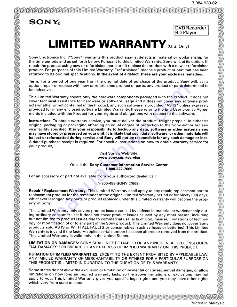 Sony BDP-BX57 - Blu-ray Disc™ Player Operating Instructions Manual Download Page 50