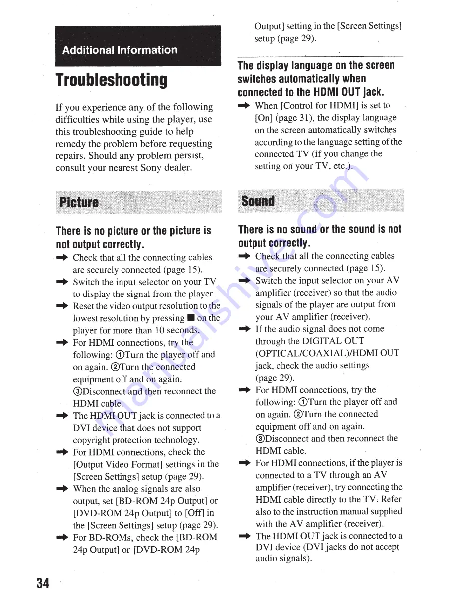 Sony BDP-BX59 Operating Instructions Manual Download Page 34