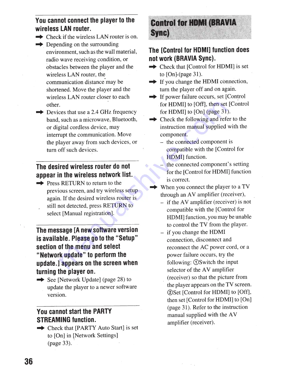 Sony BDP-BX59 Operating Instructions Manual Download Page 36