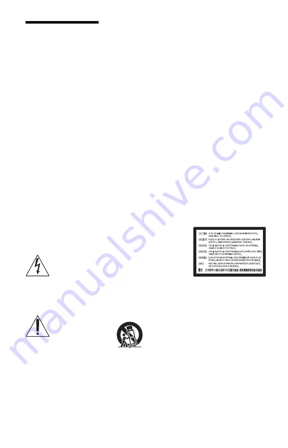 Sony BDP-CX960 - 400 Disc Blu-ray Operating Instructions Manual Download Page 2