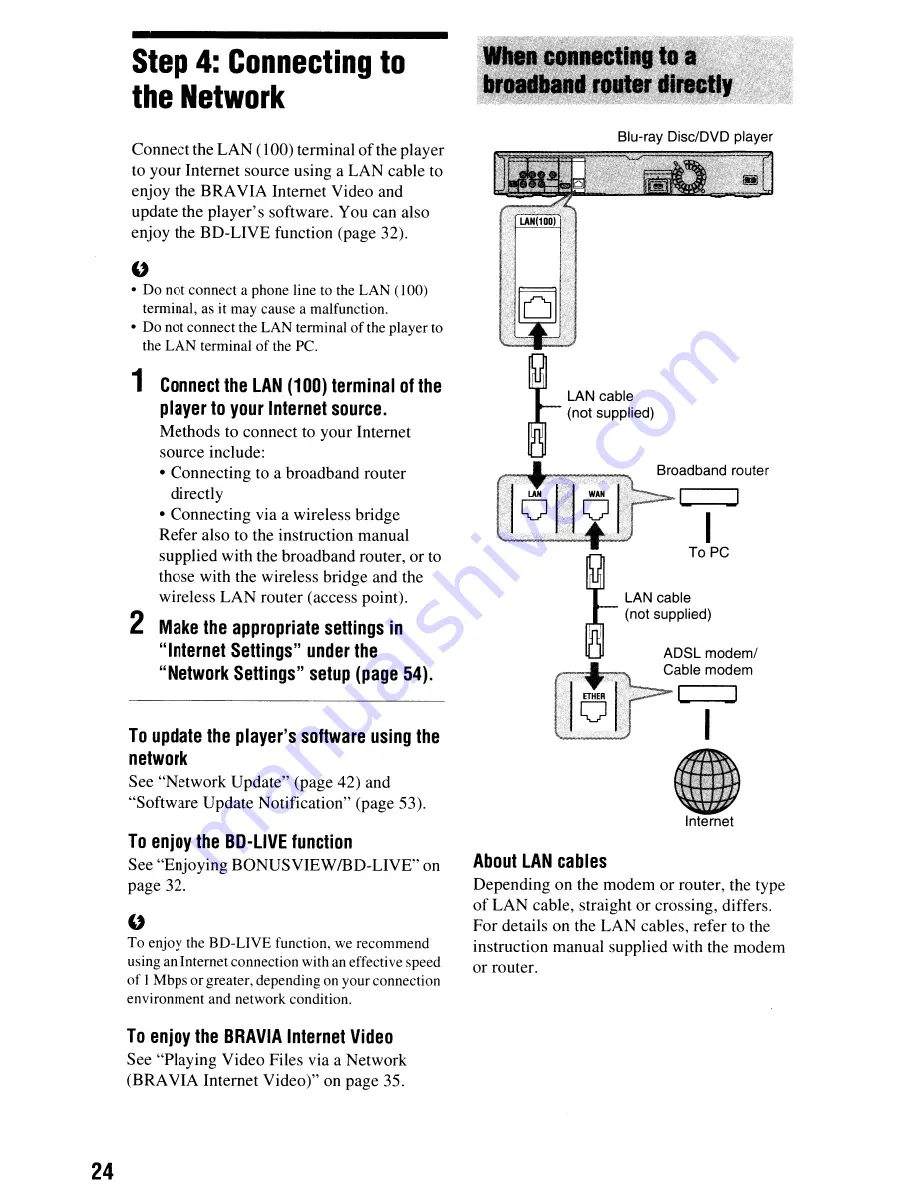 Sony BDP-N460 - Blu-Ray Disc Player Operating Instructions Manual Download Page 24