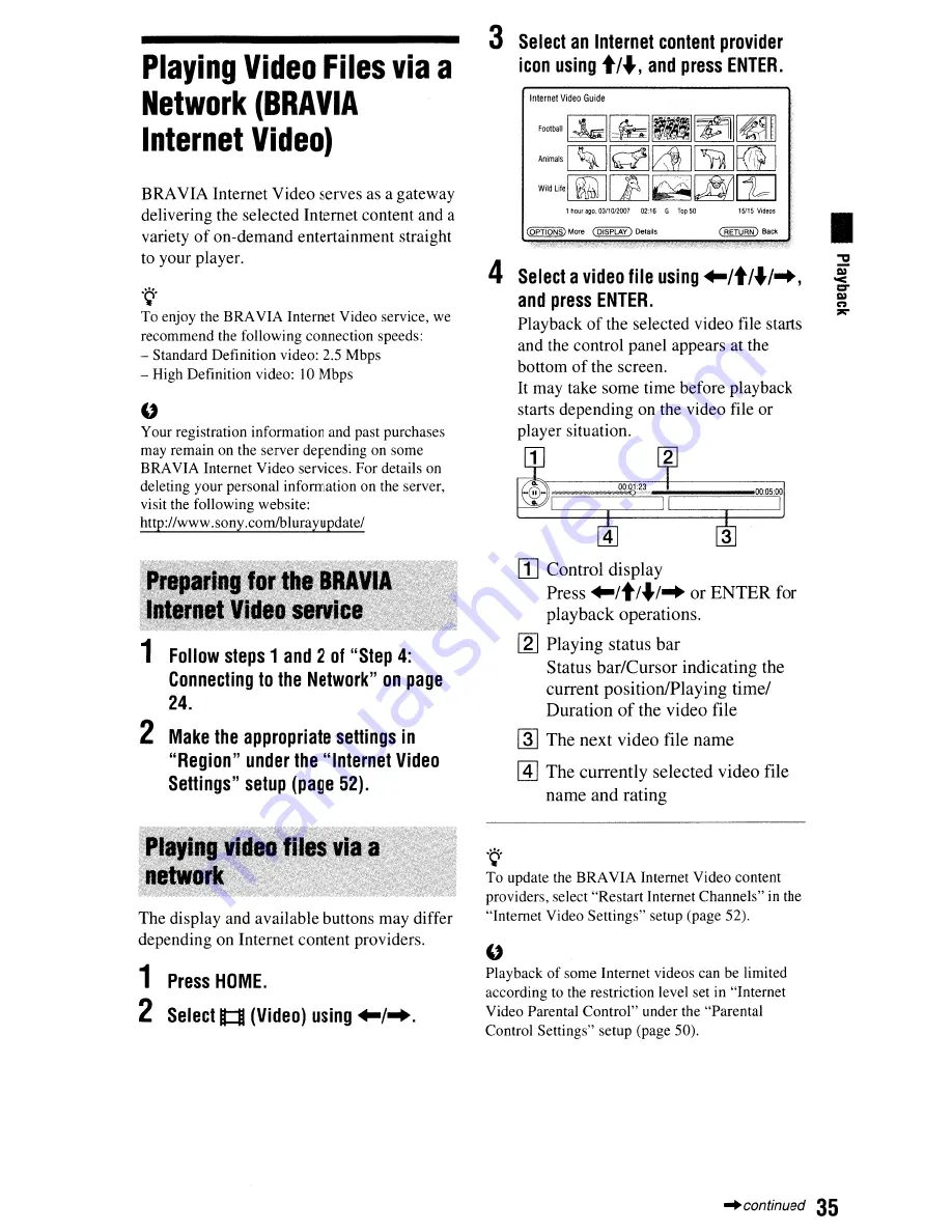 Sony BDP-N460 - Blu-Ray Disc Player Operating Instructions Manual Download Page 35