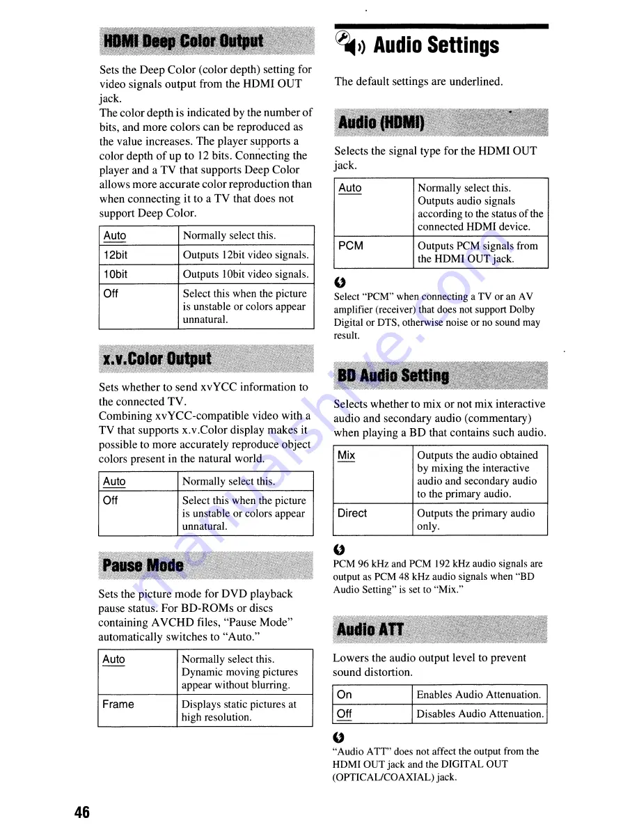 Sony BDP-N460 - Blu-Ray Disc Player Operating Instructions Manual Download Page 46