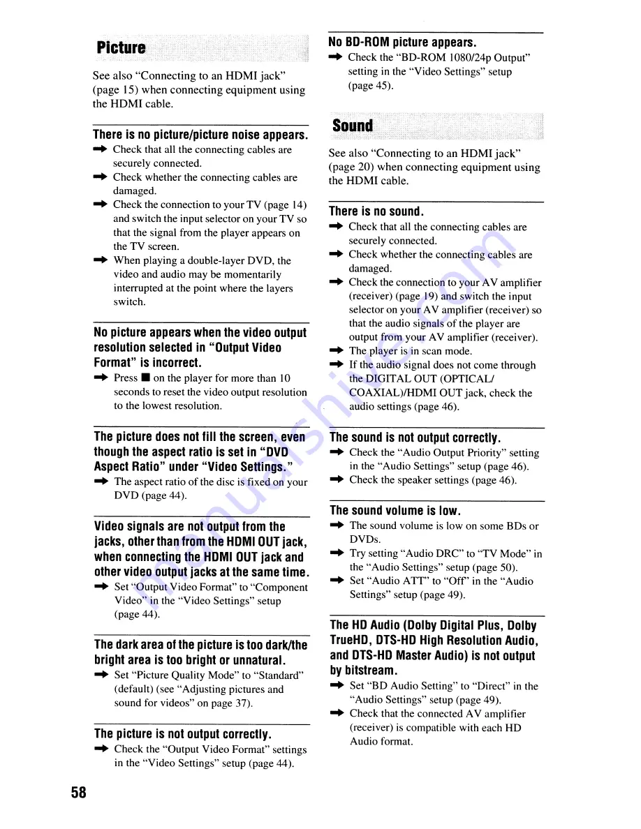 Sony BDP-S550 Operating Instructions Manual Download Page 58