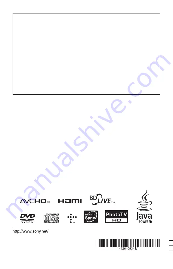 Sony BDP-SX1 Operating Instructions Manual Download Page 184