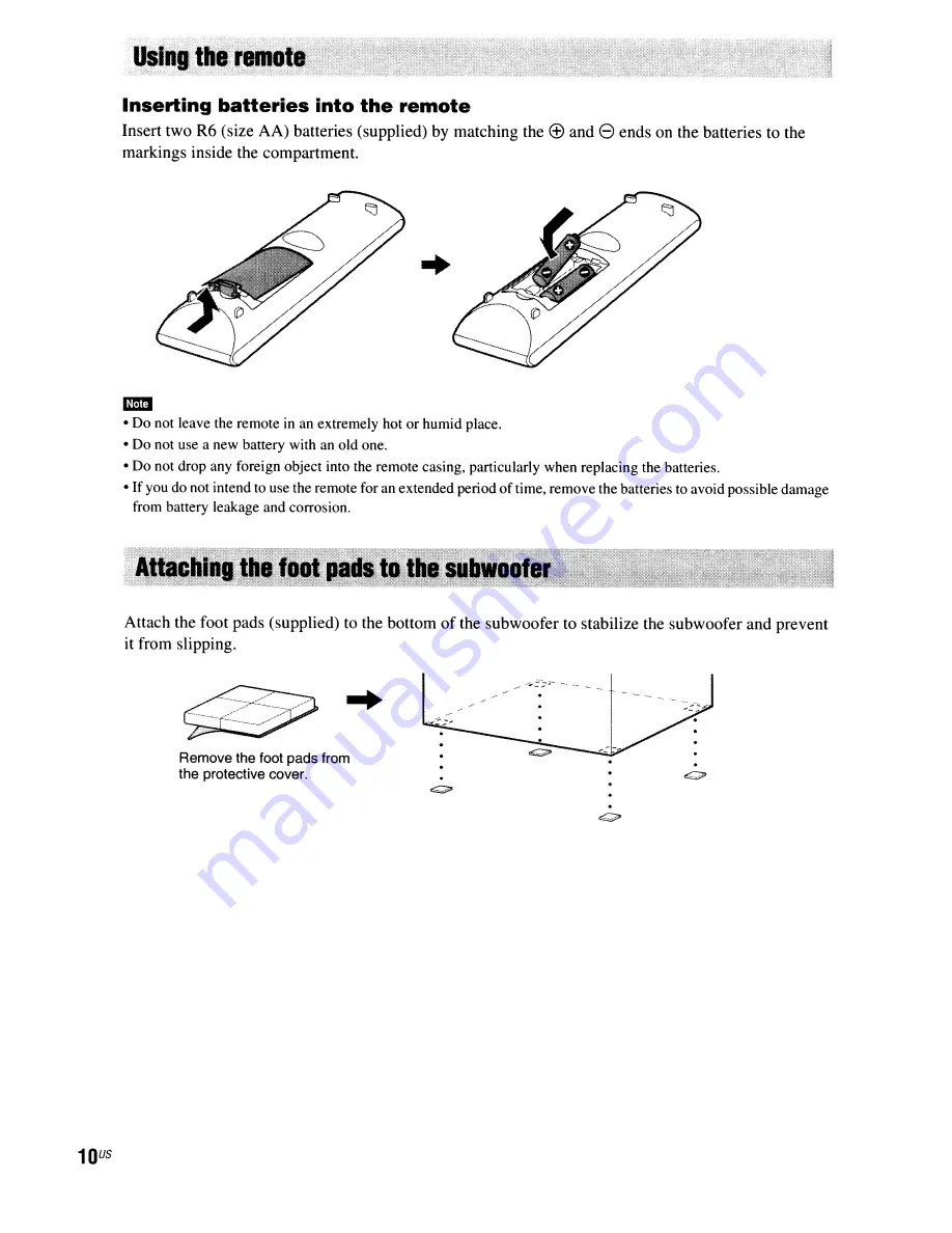 Sony BDV-E300 - Blu-ray Disc™ Player Home Theater System Operating Instructions Manual Download Page 10