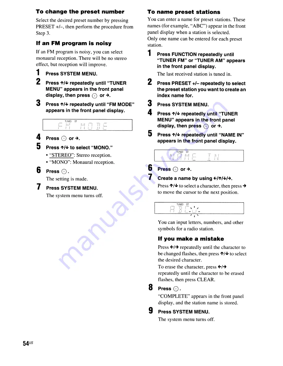 Sony BDV-E300 - Blu-ray Disc™ Player Home Theater System Operating Instructions Manual Download Page 54