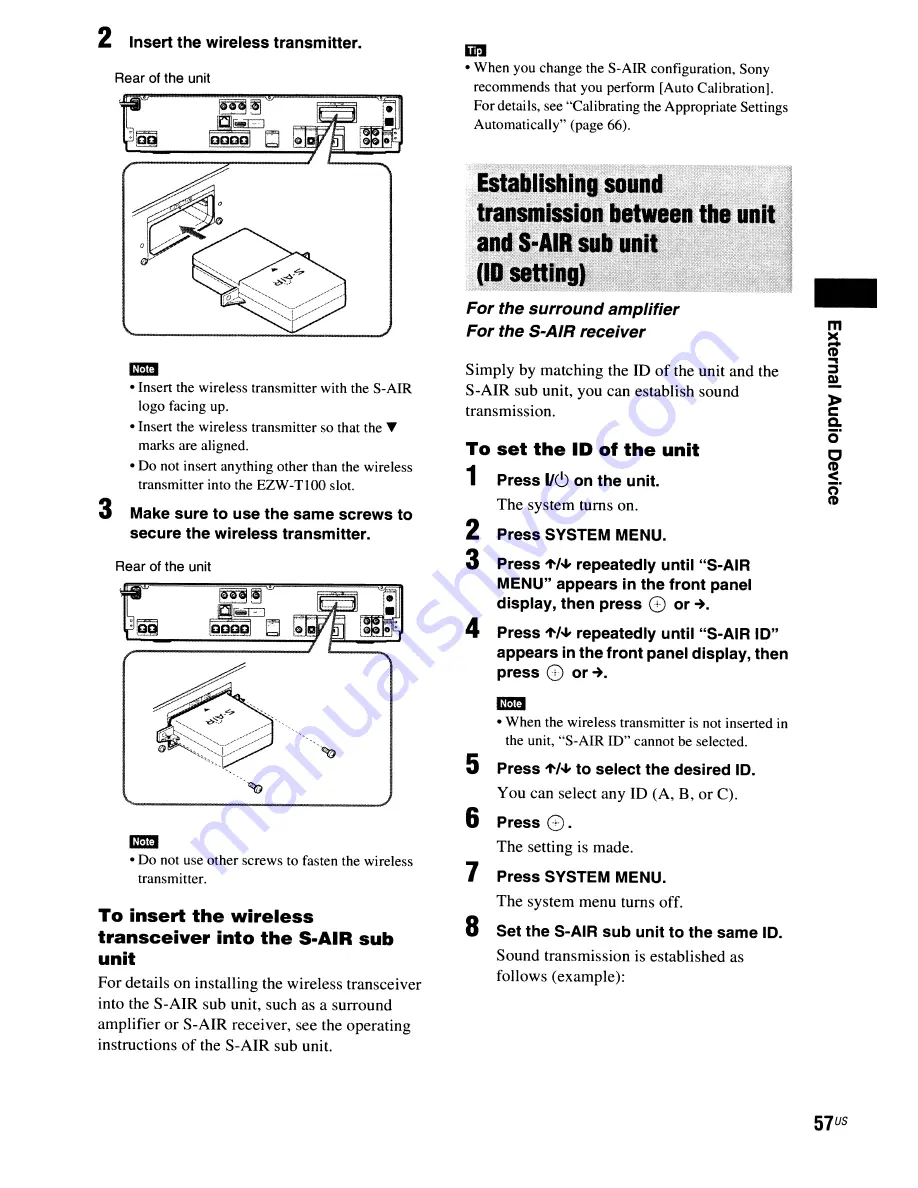 Sony BDV-E300 - Blu-ray Disc™ Player Home Theater System Operating Instructions Manual Download Page 57