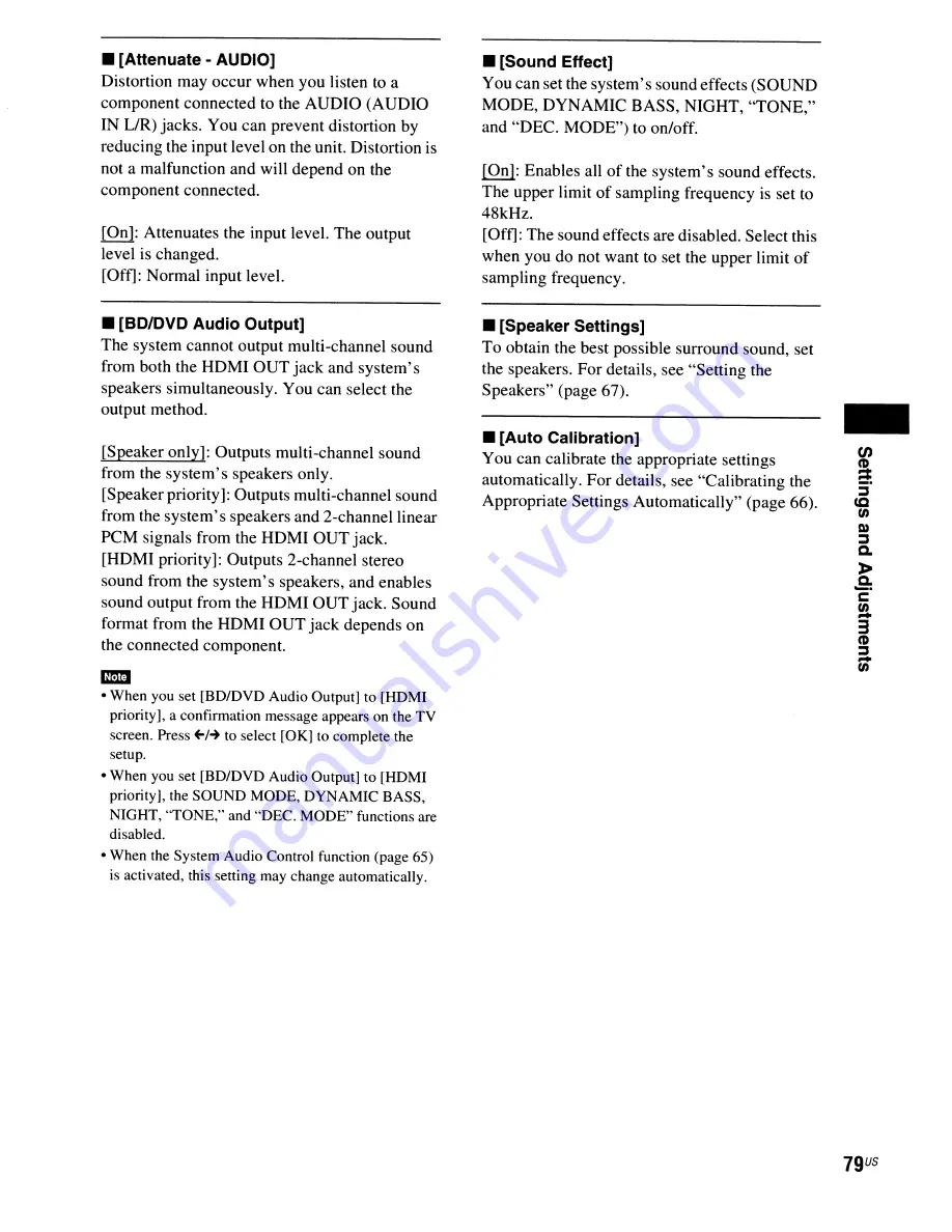 Sony BDV-E300 - Blu-ray Disc™ Player Home Theater System Operating Instructions Manual Download Page 79