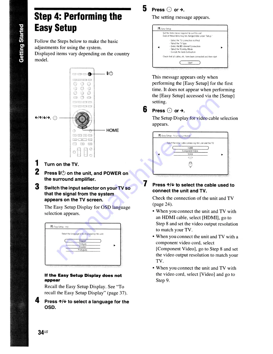 Sony BDV-E500W Operating Instructions Manual Download Page 34