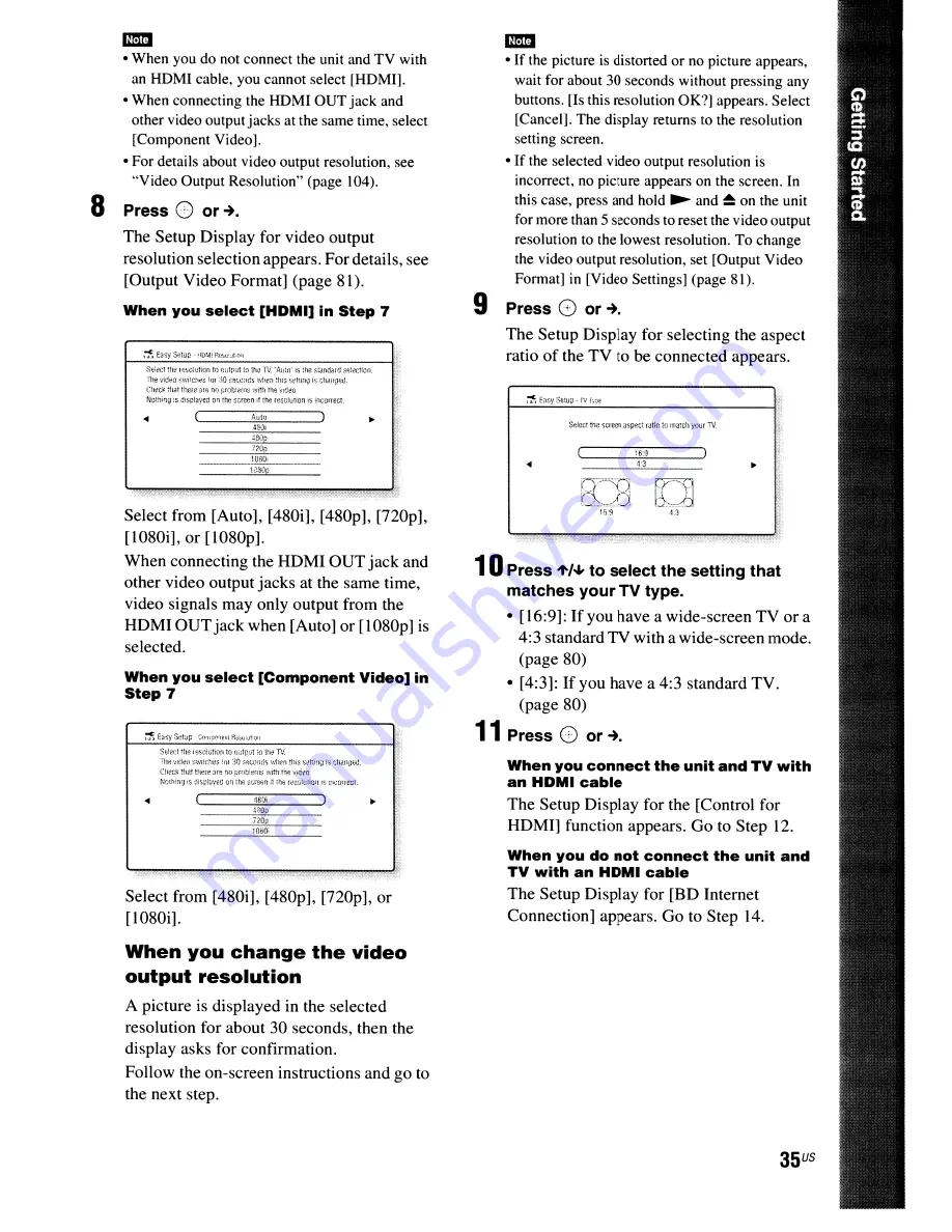 Sony BDV-E500W Operating Instructions Manual Download Page 35