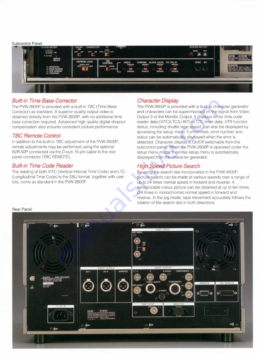 Sony Betacam SP 2000 Pro PVW-2600P Features & Specifications Download Page 4