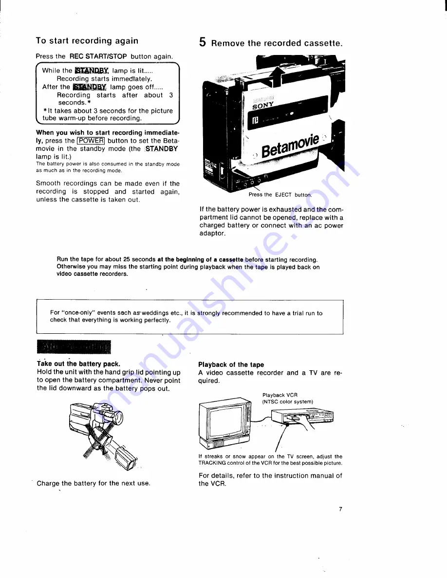 Sony Betamovie BMC-110 Operating Instruction Download Page 8