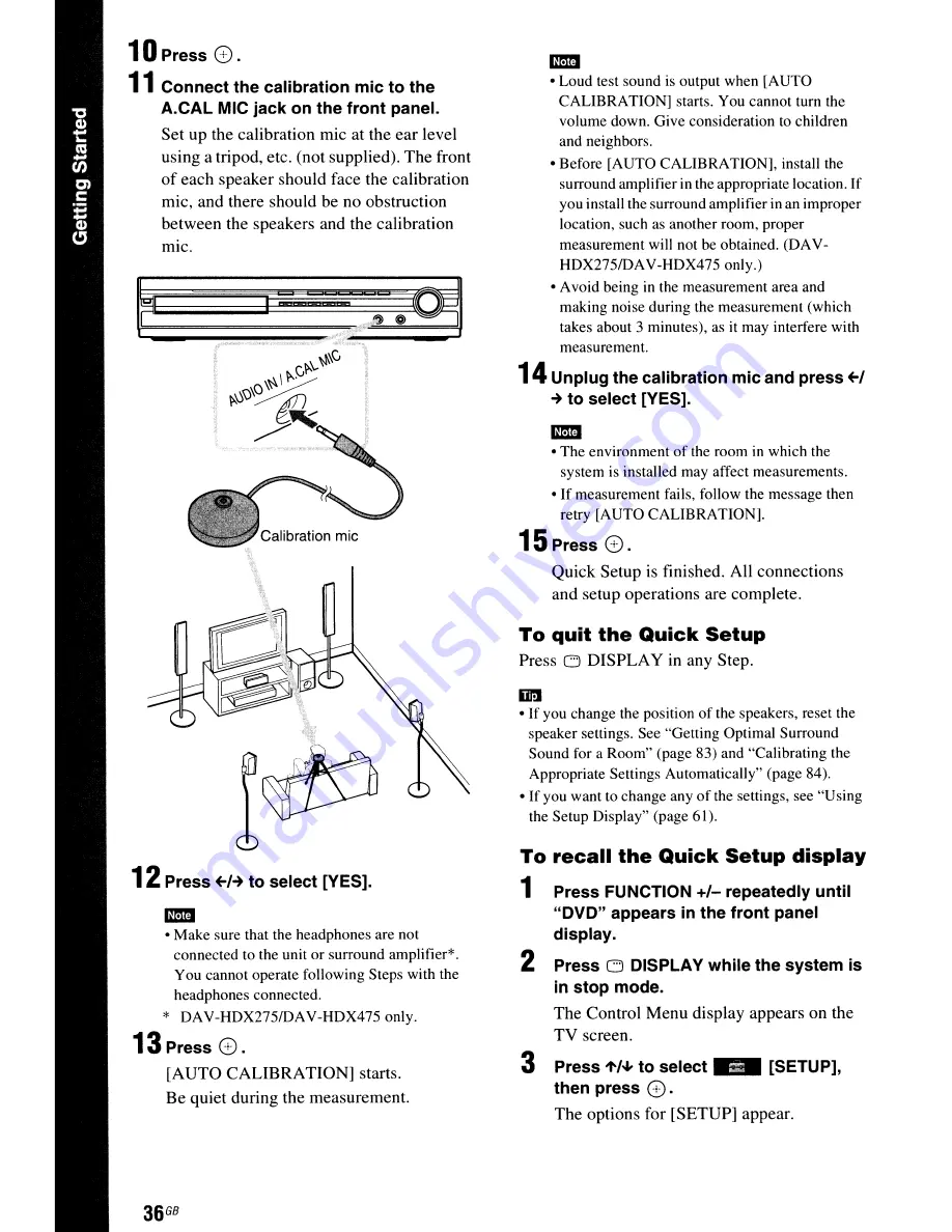 Sony BRAVIA DAV-HDX275 Operating Instructions Manual Download Page 36