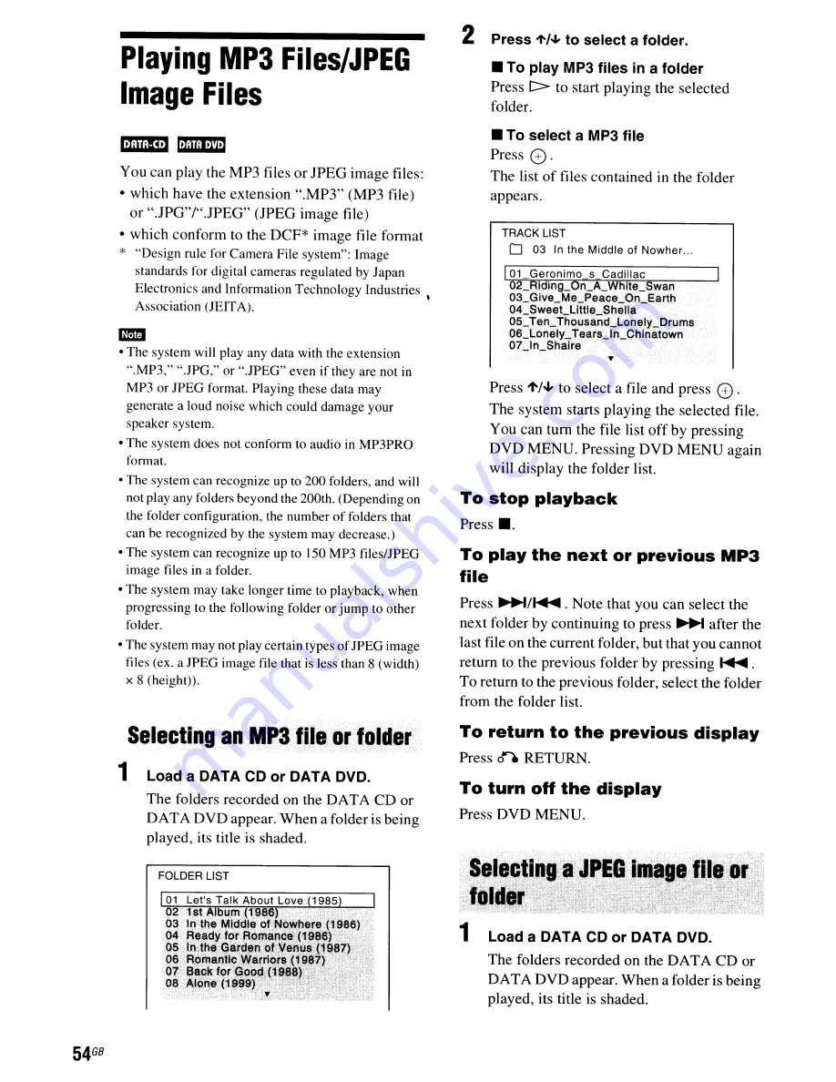 Sony BRAVIA DAV-HDX275 Operating Instructions Manual Download Page 54