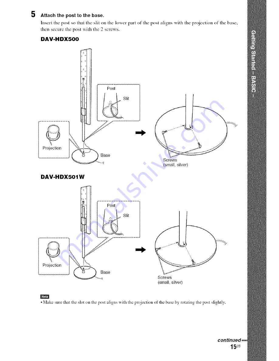 Sony BRAVIA DAV-HDX500 Operating Instructions Manual Download Page 15