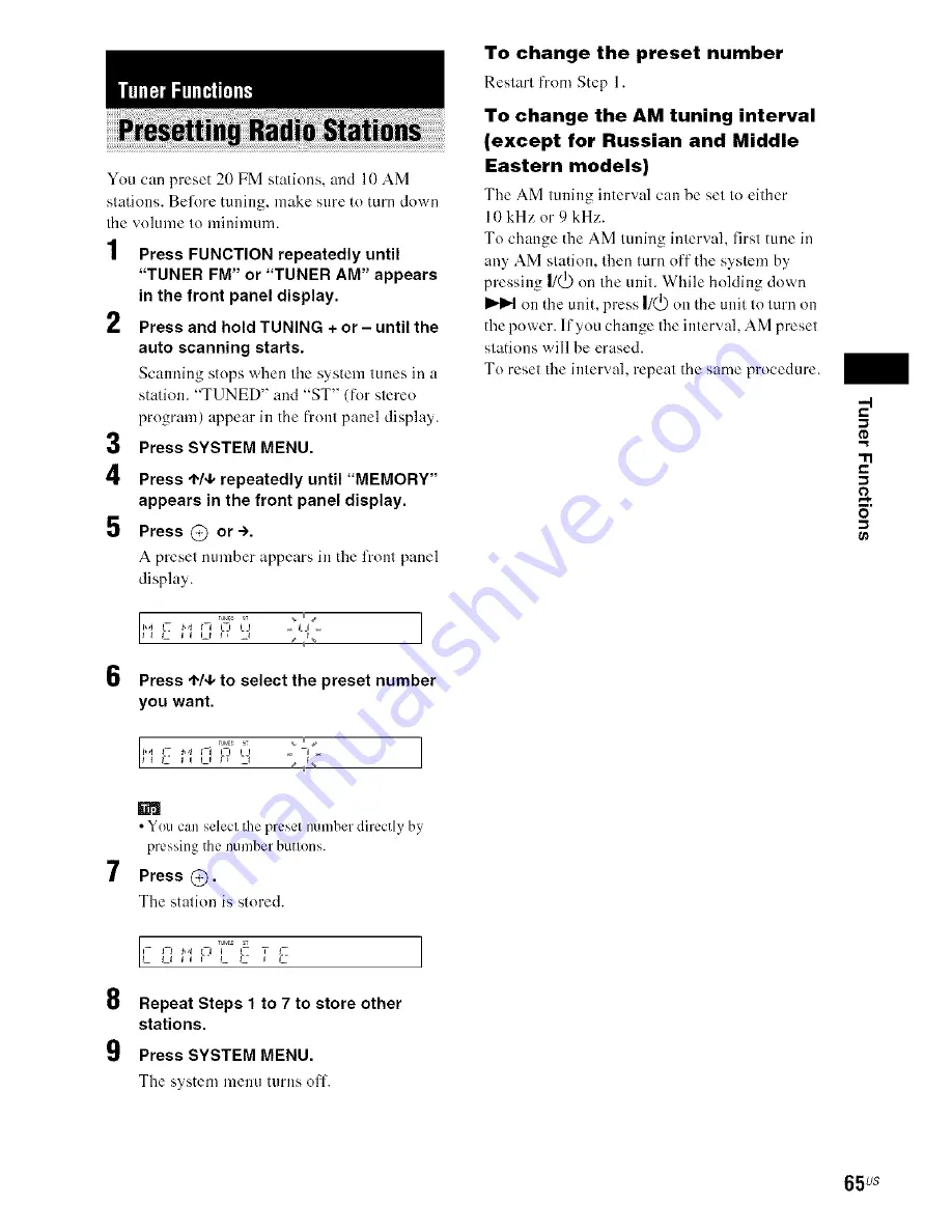 Sony BRAVIA DAV-HDX500 Operating Instructions Manual Download Page 65