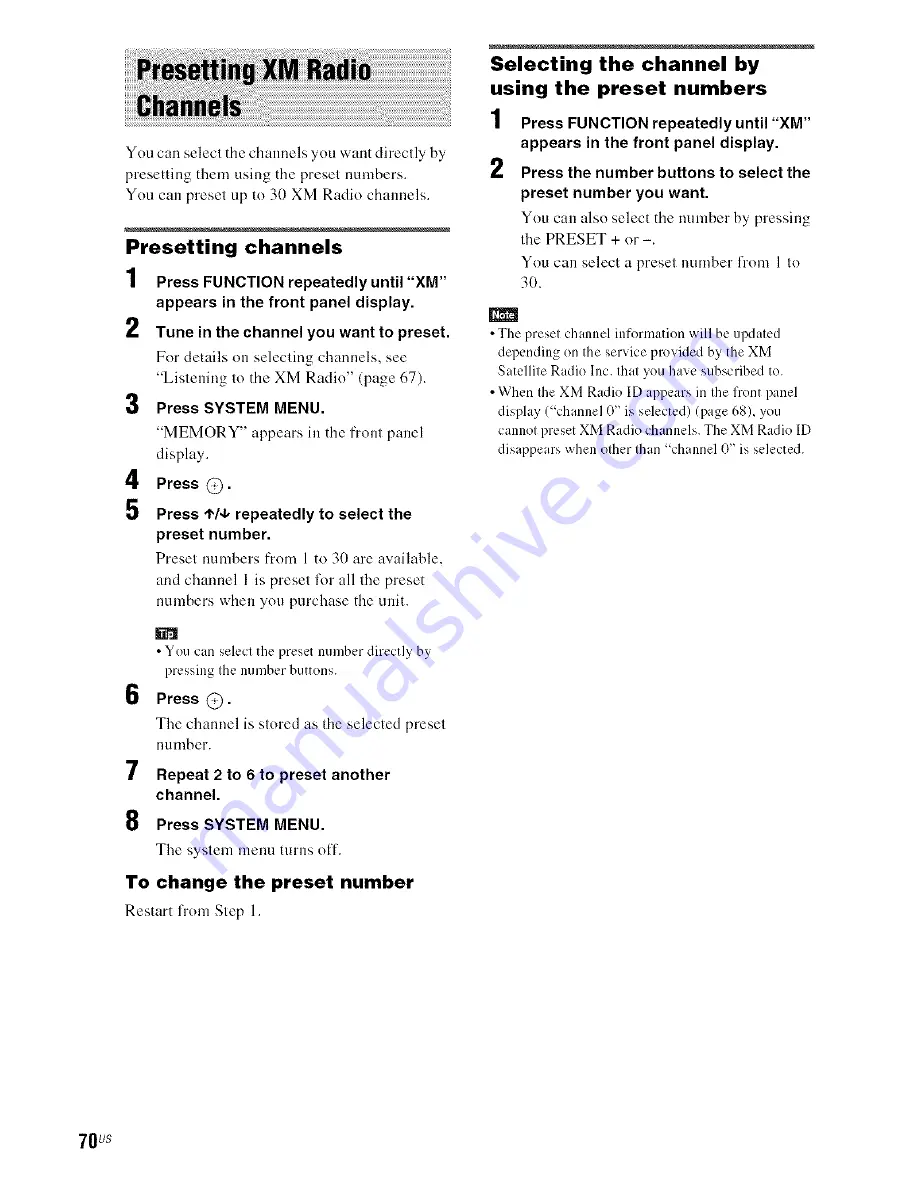 Sony BRAVIA DAV-HDX500 Operating Instructions Manual Download Page 70