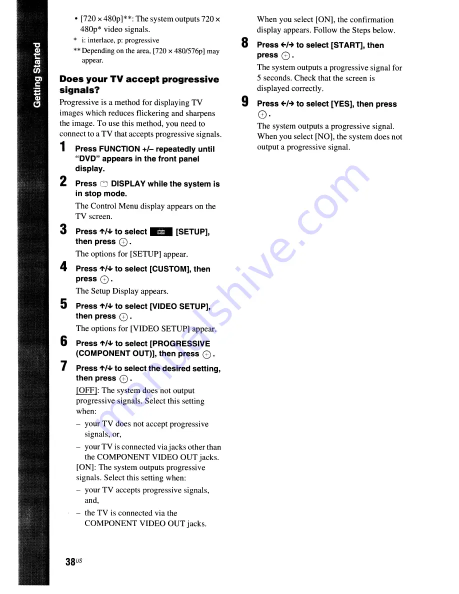 Sony BRAVIA DAV-HDX589W Operating Instructions Manual Download Page 38