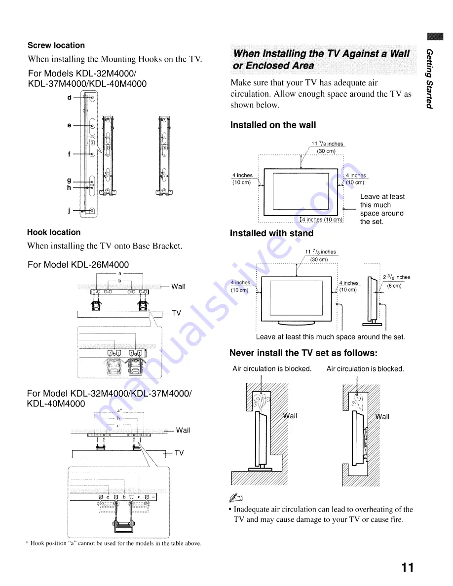 Sony BRAVIA KDL-26M4000 Operating Instructions Manual Download Page 11