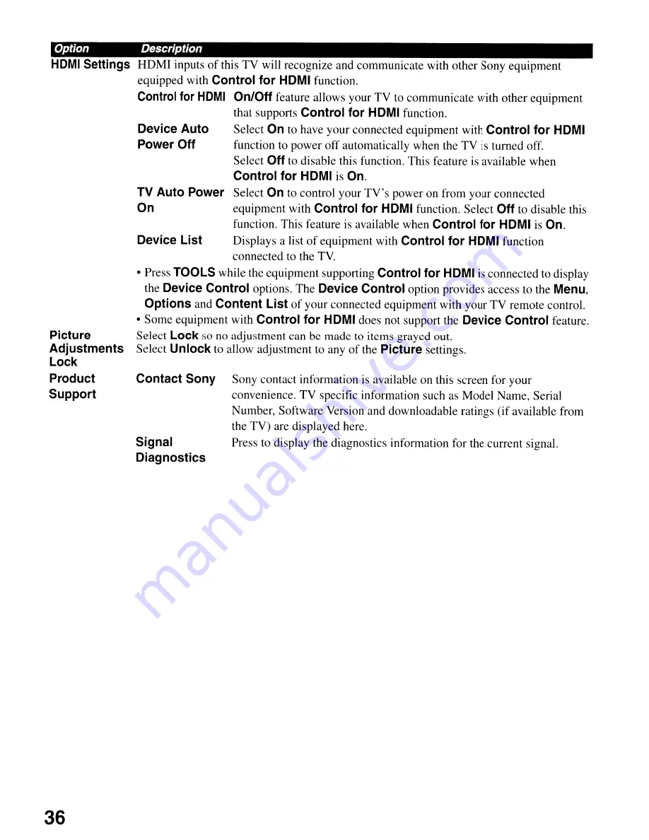 Sony BRAVIA KDL-32L5000 Operating Instruction Download Page 36