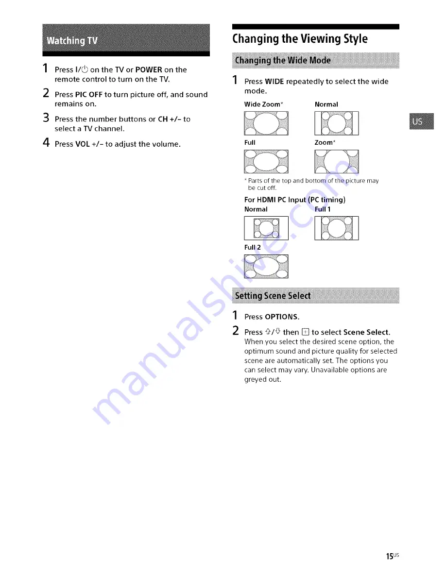 Sony Bravia KDL-32R30OB Operating Instructions Manual Download Page 15