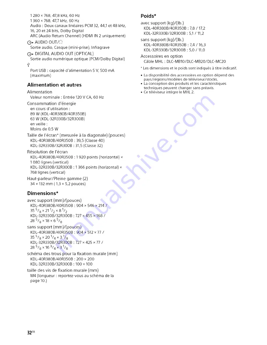 Sony Bravia KDL-32R30OB Operating Instructions Manual Download Page 64