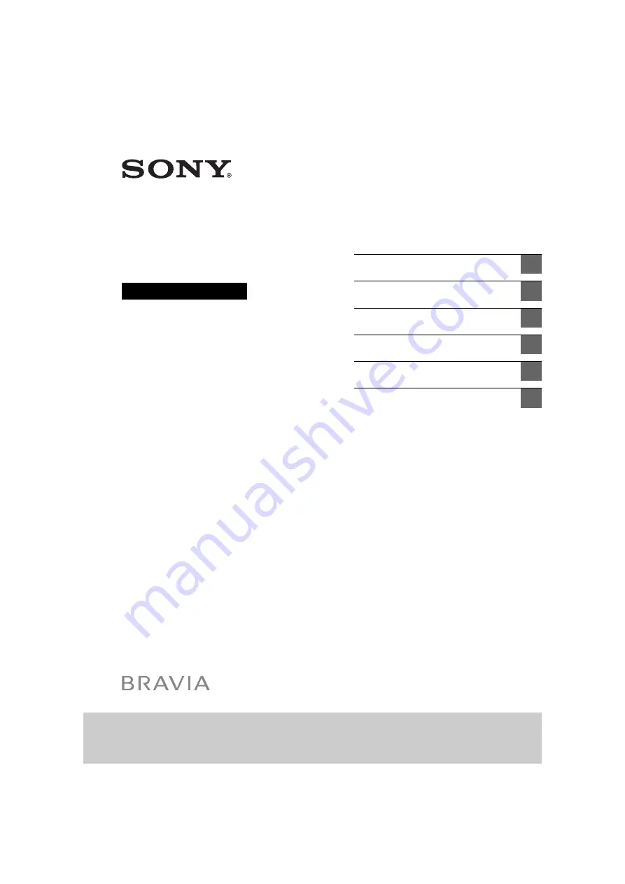 Sony BRAVIA KDL-32RD43 Series Operating Instructions Manual Download Page 1