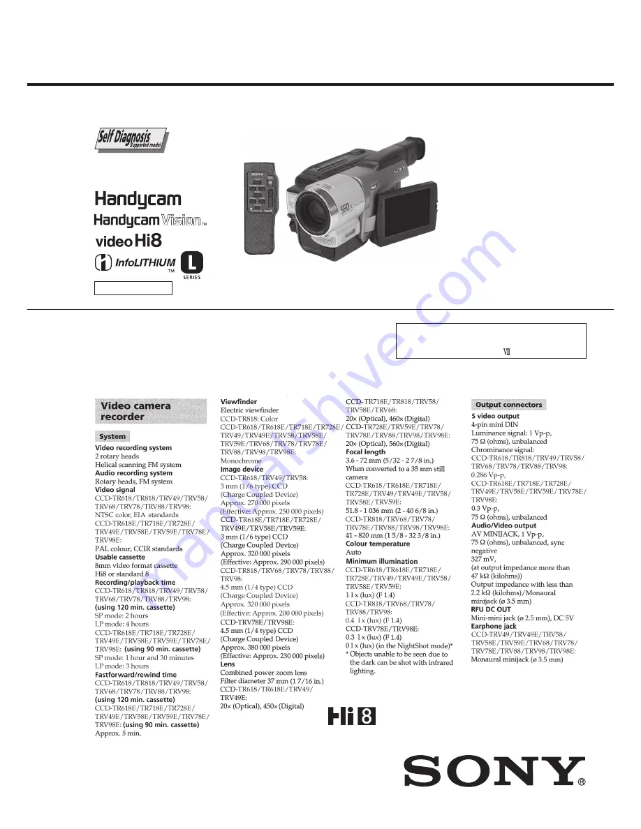 Sony CCD-CCD-TRV49E Service Manual Download Page 1