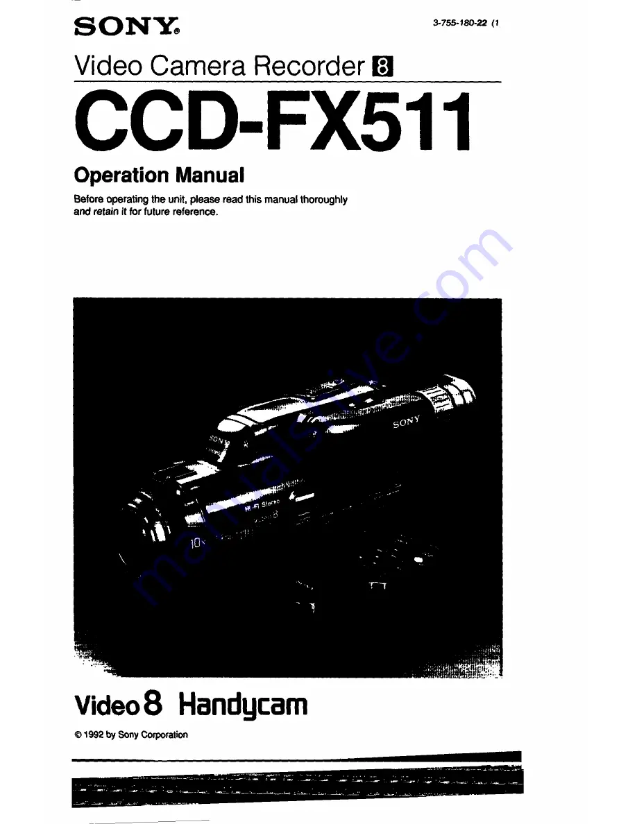 Sony CCD-FX511 Operation Manual Download Page 1