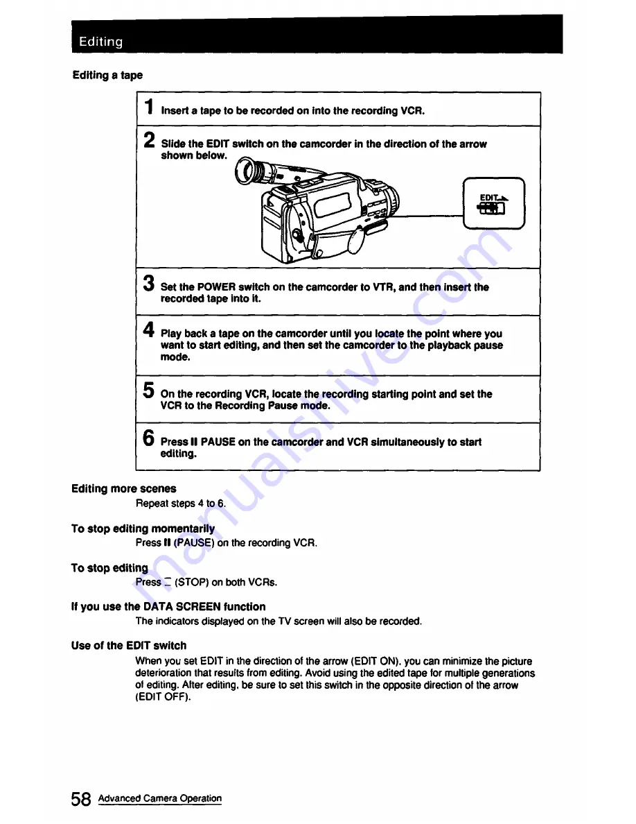 Sony CCD-FX511 Operation Manual Download Page 58